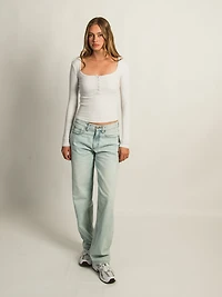 HARLOW DAPHNE LONG SLEEVE HENLEY MELANGE - CLOUD