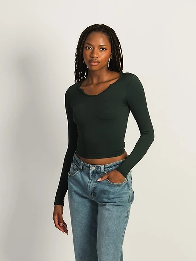 HARLOW HARPER NOTCH LONG SLEEVE - FOREST CLEARANCE