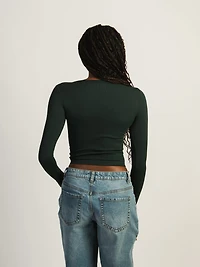 HARLOW HARPER NOTCH LONG SLEEVE - FOREST CLEARANCE