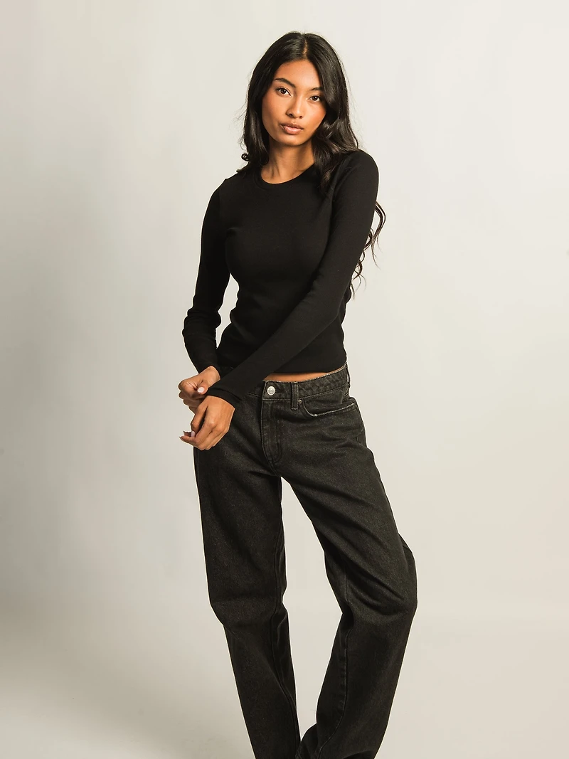 HARLOW ESSENTIAL CREWNECK LONGSLEEVE - BLACK