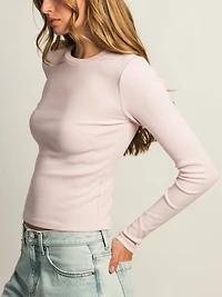 HARLOW ESSENTIAL CREWNECK LONG SLEEVE TEE - LIGHT PINK