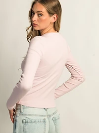 HARLOW ESSENTIAL CREWNECK LONG SLEEVE TEE - LIGHT PINK