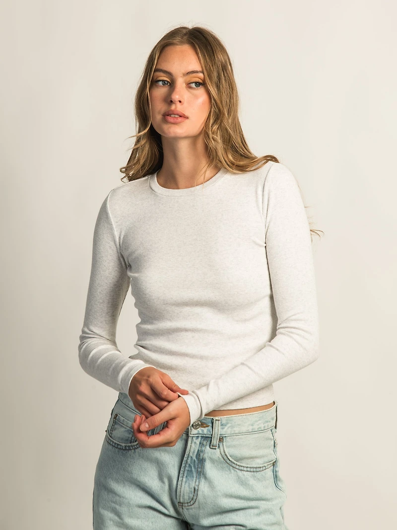 HARLOW ESSENTIAL CREWNECK MELANGE LONGSLEEVE - CLOUD