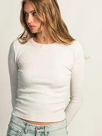 HARLOW ESSENTIAL CREWNECK MELANGE LONGSLEEVE - CLOUD