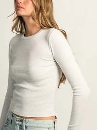 HARLOW ESSENTIAL CREWNECK MELANGE LONGSLEEVE - CLOUD