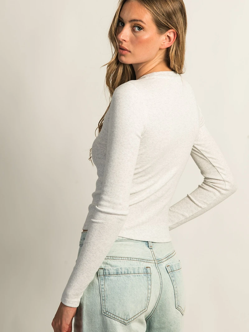 HARLOW ESSENTIAL CREWNECK MELANGE LONGSLEEVE - CLOUD