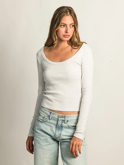 T-SHIRT ENCOLURE DÉGAGÉE HARLOW ESSENTIAL MANCHES LONGUES - CLOUD