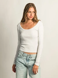 T-SHIRT ENCOLURE DÉGAGÉE HARLOW ESSENTIAL MANCHES LONGUES - CLOUD