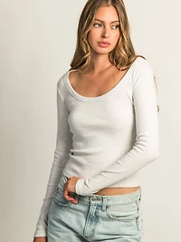 T-SHIRT ENCOLURE DÉGAGÉE HARLOW ESSENTIAL MANCHES LONGUES - CLOUD