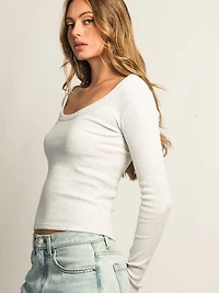 T-SHIRT ENCOLURE DÉGAGÉE HARLOW ESSENTIAL MANCHES LONGUES - CLOUD