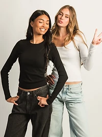 HARLOW ESSENTIAL LONG SLEEVE SCOOPNECK - CLOUD