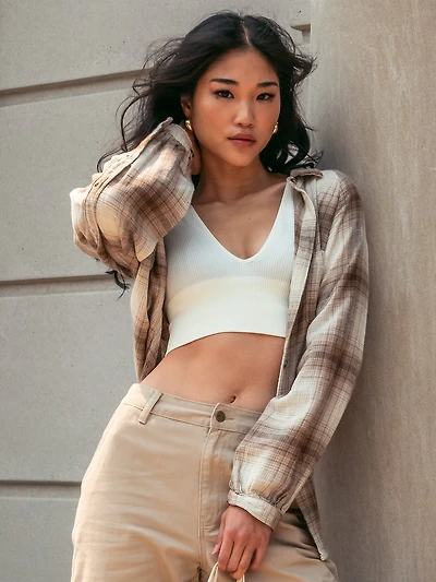 HARLOW KENDALL OVERSIZED FLANNEL - BROWN CLEARANCE
