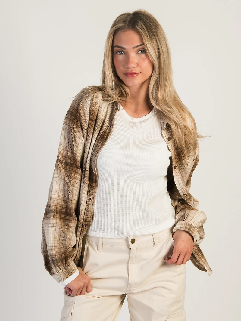 HARLOW KENDALL OVERSIZED FLANNEL - BROWN CLEARANCE