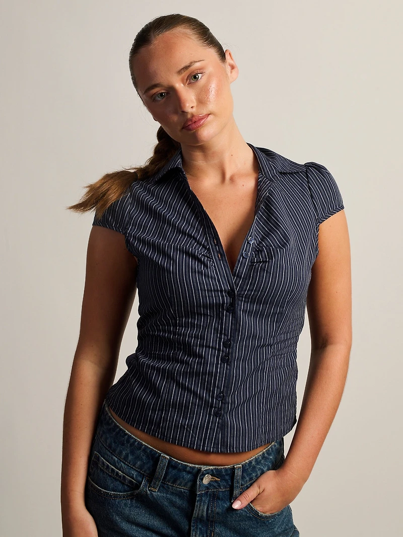 HARLOW MARGO BUTTON UP - NAVY