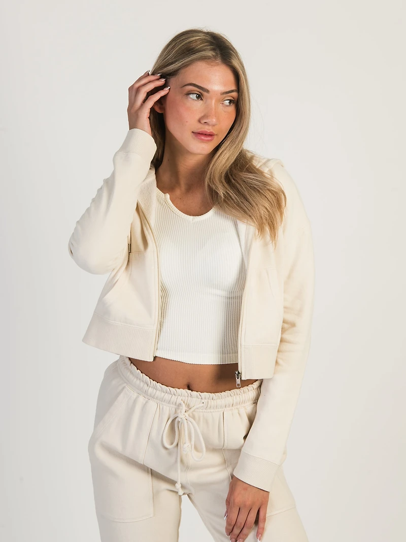 HARLOW JOSIE ZIP UP HOODIE - CREAM CLEARANCE