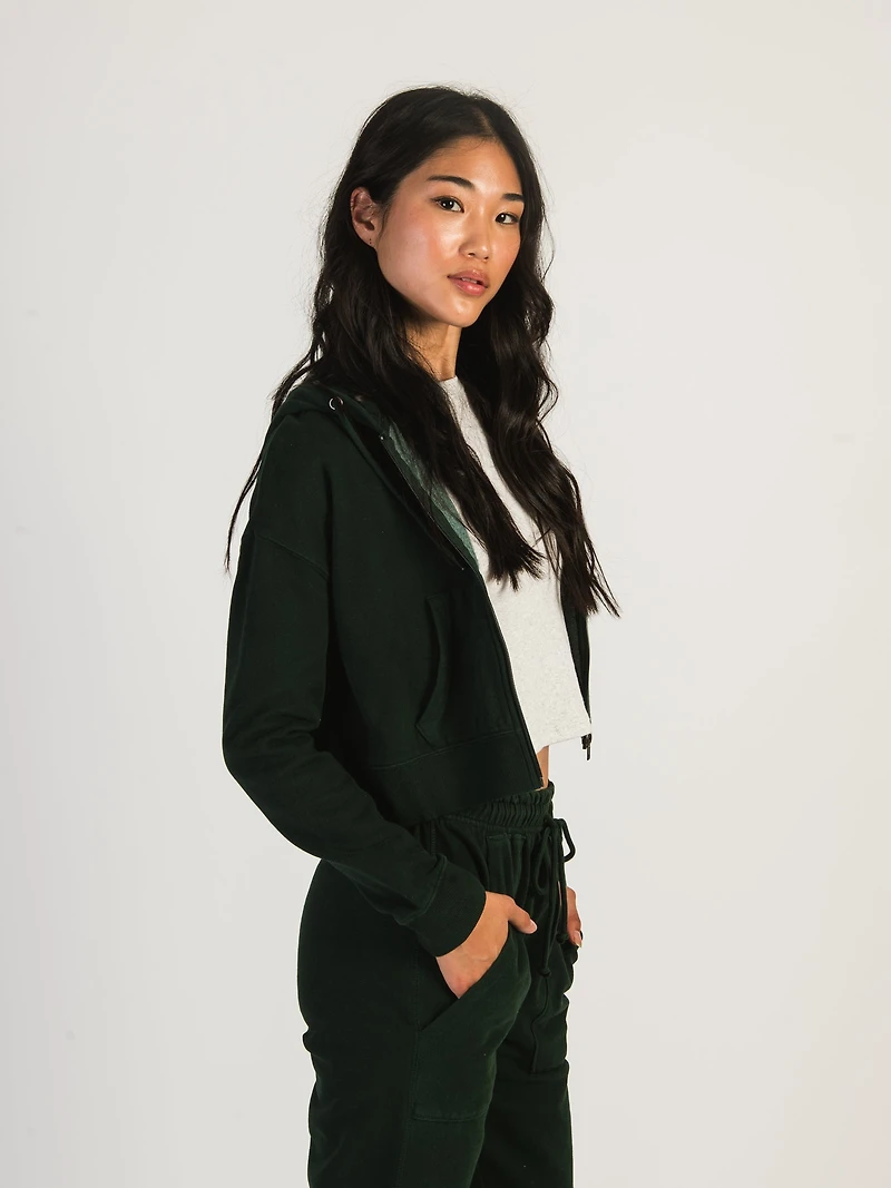 HARLOW JOSIE ZIP UP HOODIE - FOREST CLEARANCE