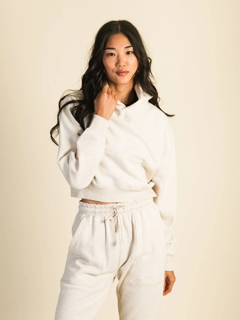 HARLOW BRE POPOVER MELANGE HOODIE - OATMEAL CLEARANCE