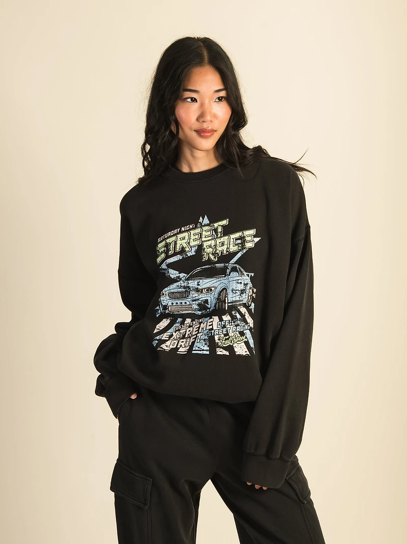 HARLOW MICHELLE PRINT CREW SWEATSHIRT - COAL CLEARANCE
