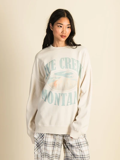 HARLOW MICHELLE VARSITY CREW SWEATSHIRT - CREAM CLEARANCE