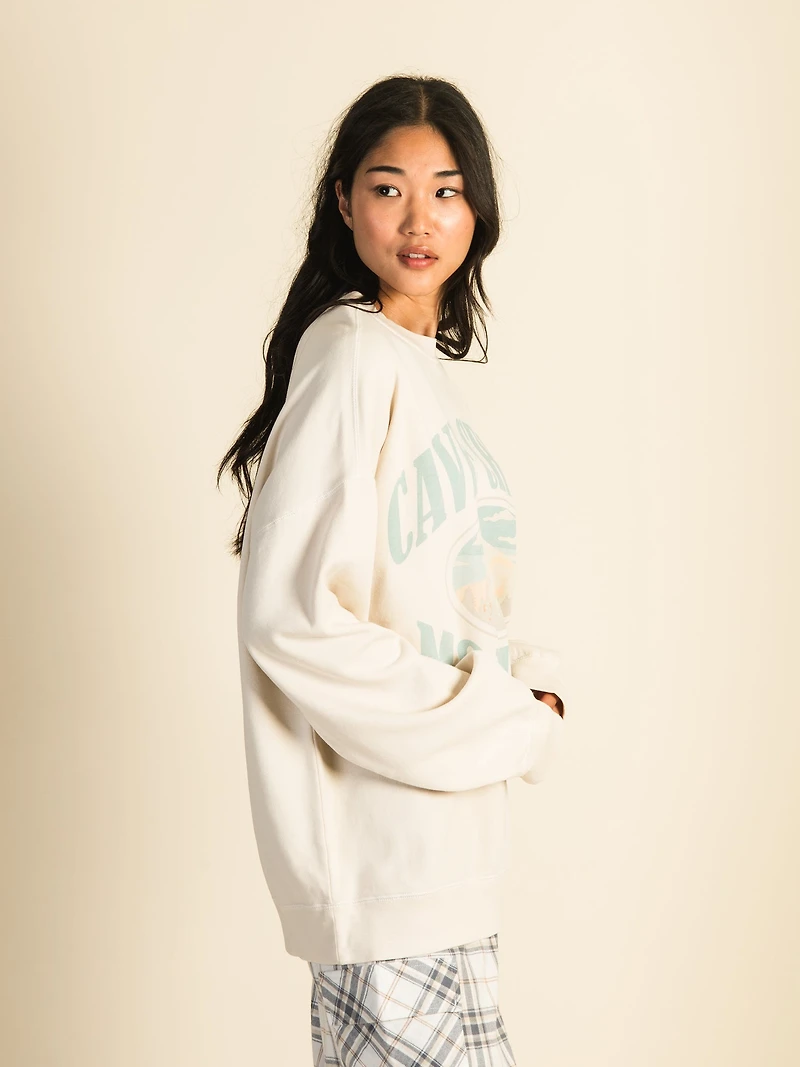 HARLOW MICHELLE VARSITY CREW SWEATSHIRT - CREAM CLEARANCE