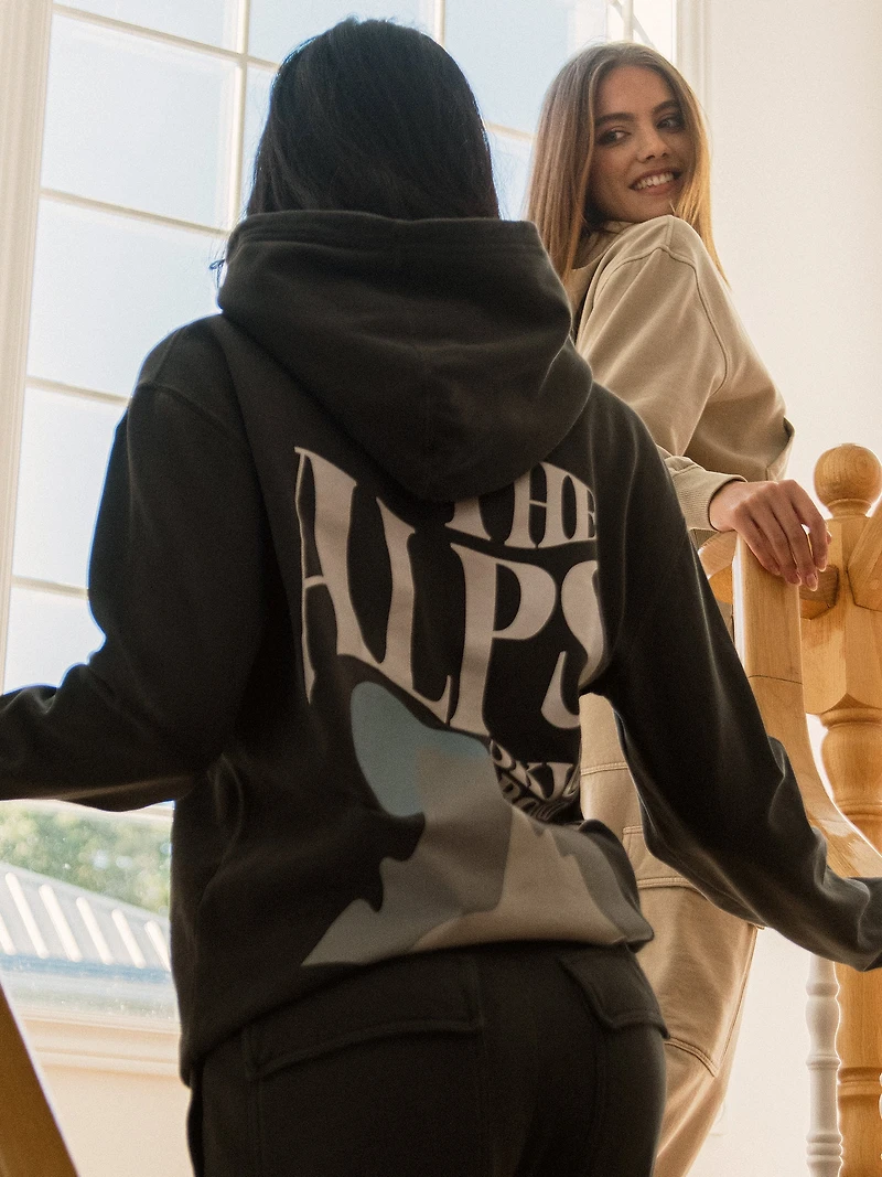 HARLOW HARLEY OVERSIZED BOYFRIEND PRINT HOODIE - CHARCOAL CLEARANCE