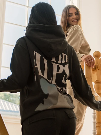 HARLOW HARLEY OVERSIZED BOYFRIEND PRINT HOODIE - CHARCOAL CLEARANCE