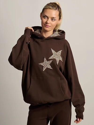 HARLOW CLOUD SWEAT À CAPUCHE - APPLICATIONS MARRON