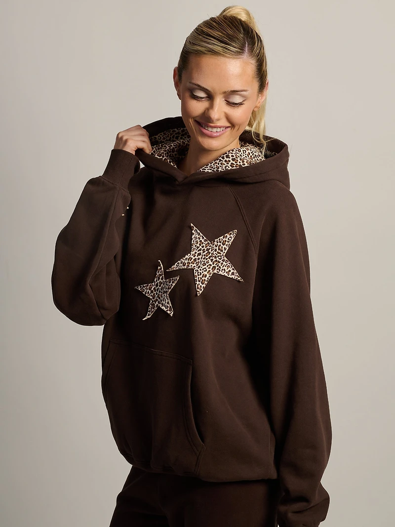 HARLOW CLOUD HOODIE - APPLIQUE BROWN