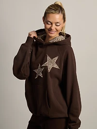 HARLOW CLOUD HOODIE - APPLIQUE BROWN