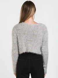 WOMENS FUZZY CROPPED CARDI