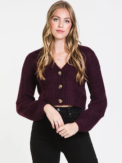 WOMENS CABLE CROPPED CARDI