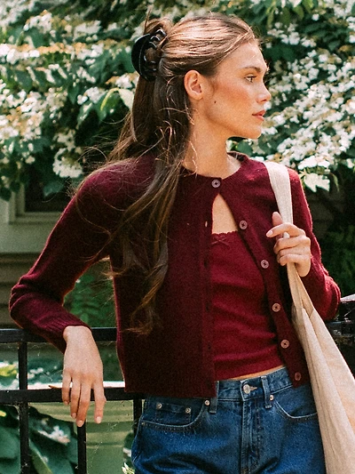 HARLOW COLLINS CARDIGAN - BURGUNDY