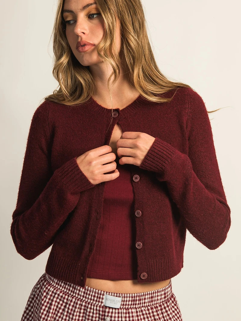 HARLOW COLLINS CARDIGAN - BURGUNDY