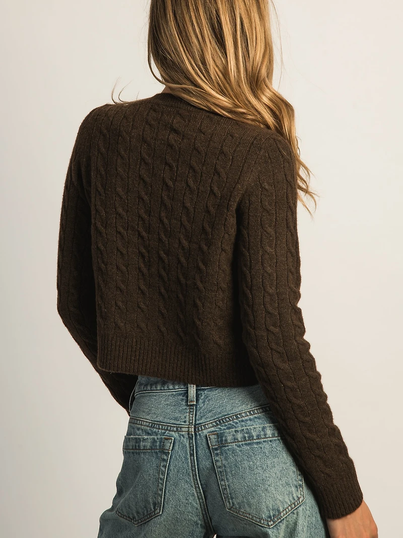 HARLOW COLLINS KNIT CARDIGAN - CHOCOLATE