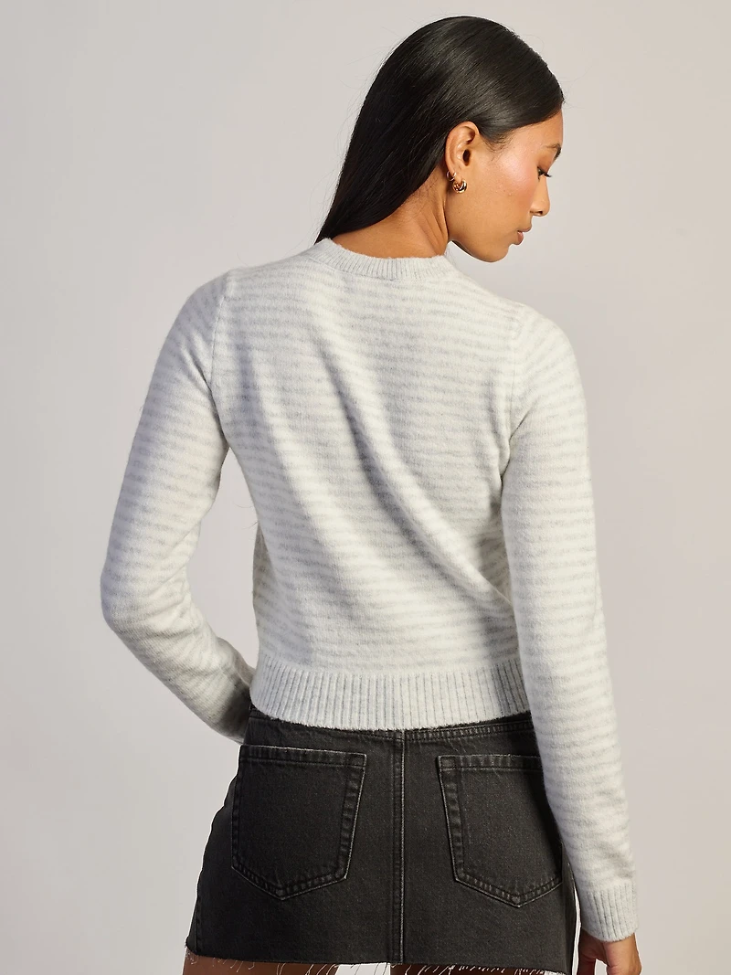 HARLOW COLLINS CARDIGAN HOODIE - GREY/WHITE