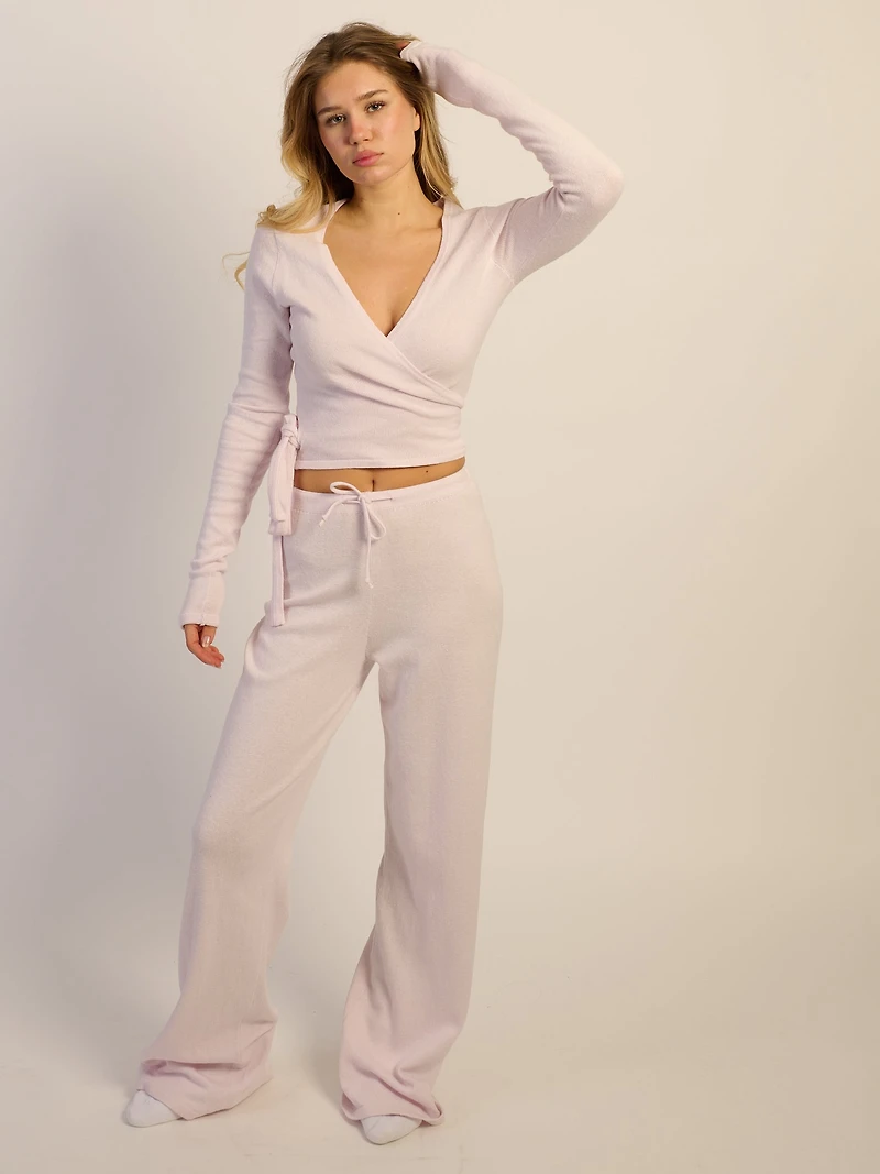 HARLOW GIA WRAP SWEATER - ROSE