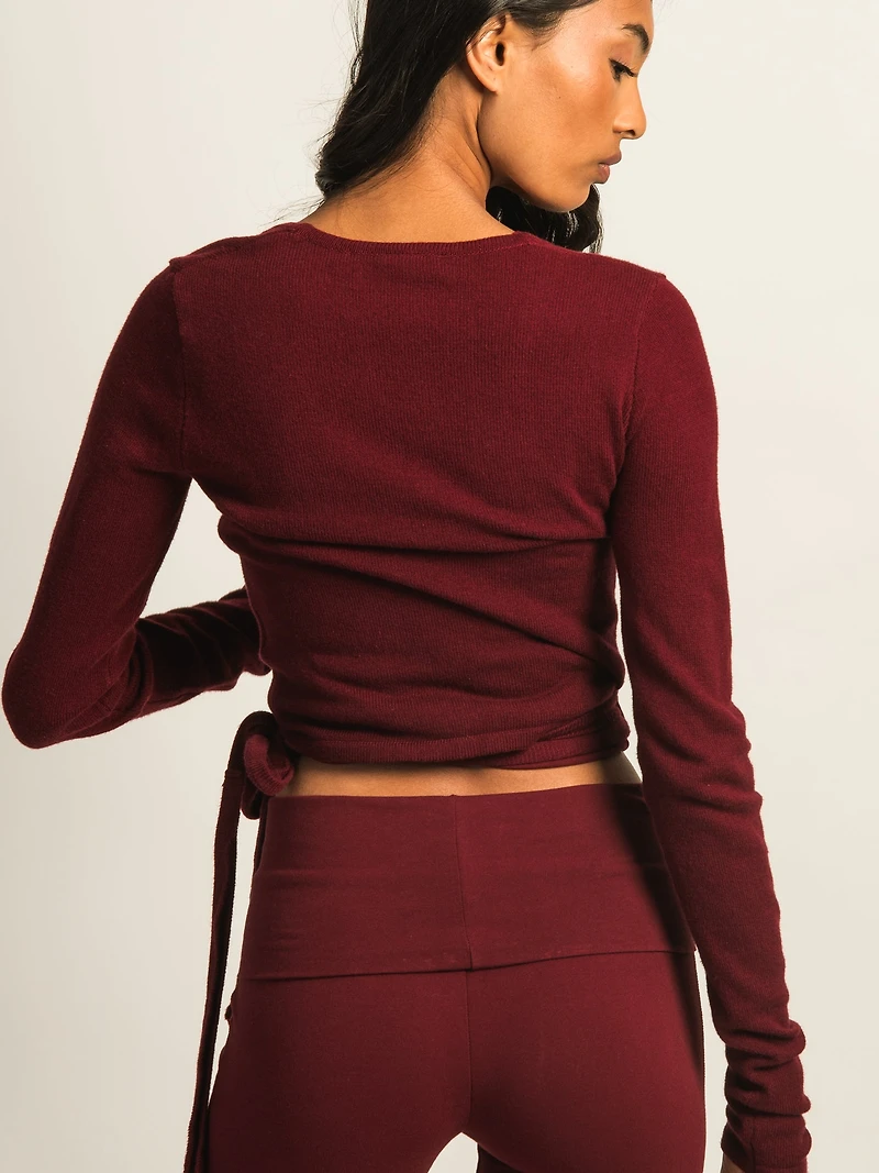HARLOW GIA WRAP SWEATER - BURGUNDY