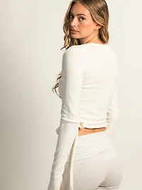 HARLOW GIA WRAP SWEATER - OFF WHITE