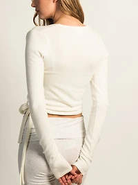 HARLOW GIA WRAP SWEATER - OFF WHITE