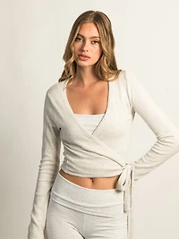 HARLOW GIA WRAP SWEATER MELANGE - CLOUD