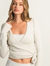 HARLOW GIA WRAP SWEATER MELANGE - CLOUD