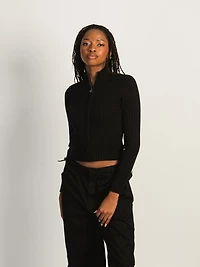 CHANDAIL ZIPPÉ HARLOW RIBBED MOCKNECK - NOIR
