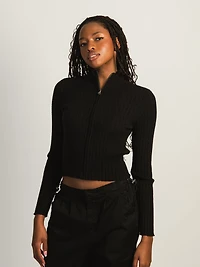 CHANDAIL ZIPPÉ HARLOW RIBBED MOCKNECK - NOIR