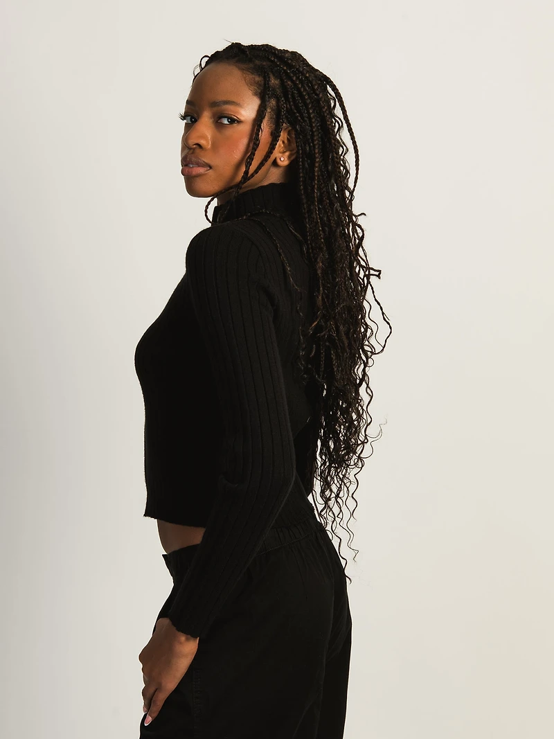 CHANDAIL ZIPPÉ HARLOW RIBBED MOCKNECK - NOIR