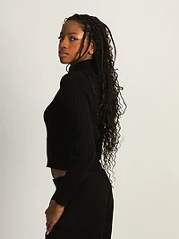 CHANDAIL ZIPPÉ HARLOW RIBBED MOCKNECK - NOIR