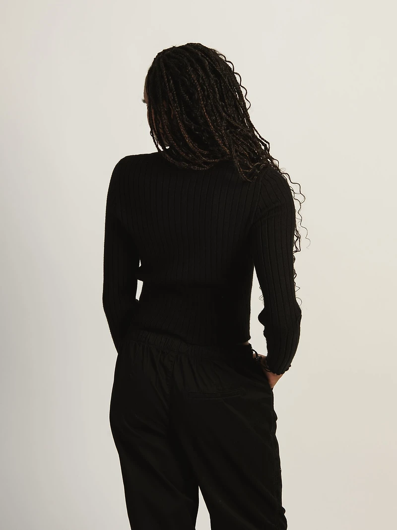 CHANDAIL ZIPPÉ HARLOW RIBBED MOCKNECK - NOIR