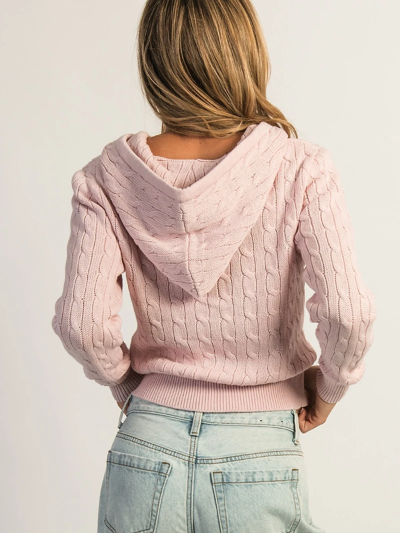 CHANDAIL ZIPPÉ EN TRICOT TORSADÉ HARLOW MAUDE - ROSE BB
