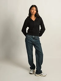 HARLOW MAUDE CABLE KNIT ZIP-UP - NAVY