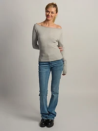 HARLOW BRYNN BOATNECK SWEATER - HEATHER GREY