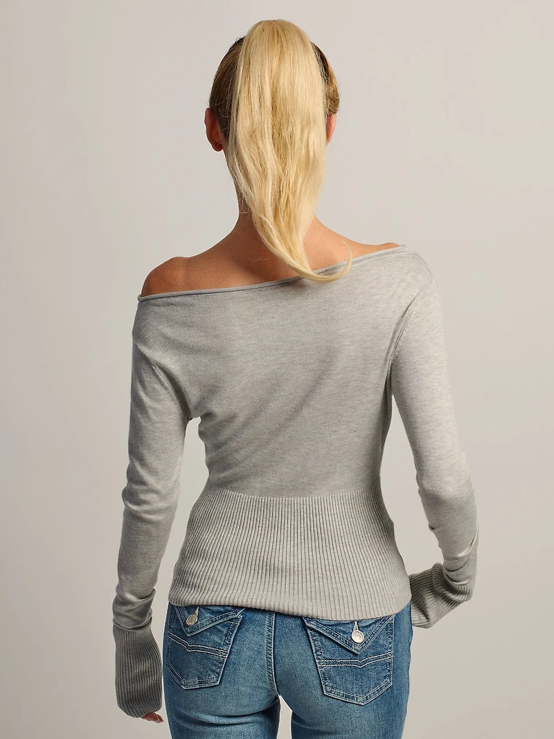 HARLOW BRYNN BOATNECK SWEATER - HEATHER GREY